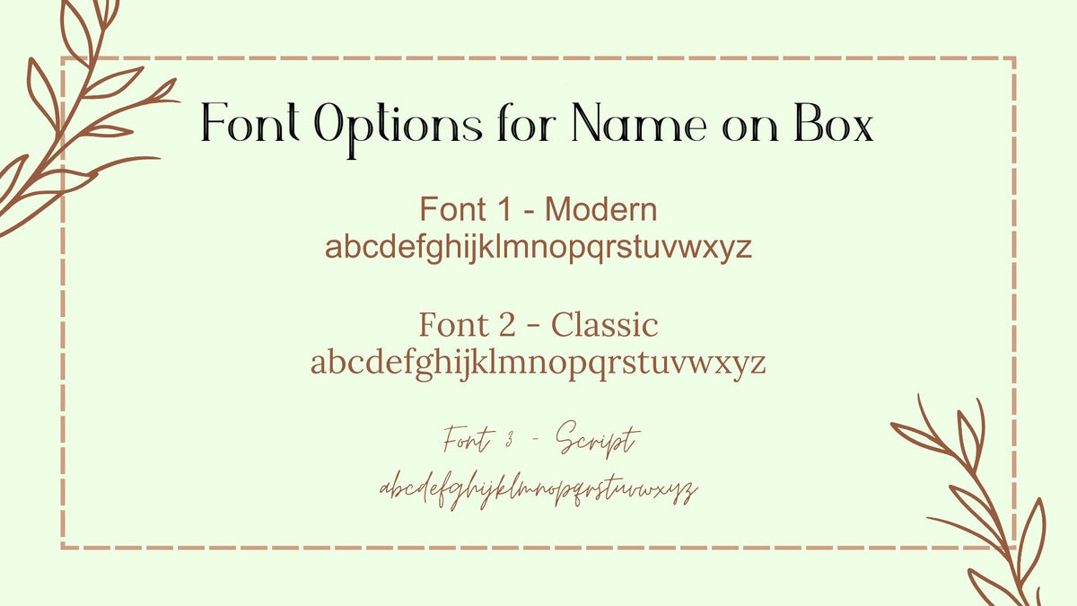 Engraving font options: Modern, Classic and Script